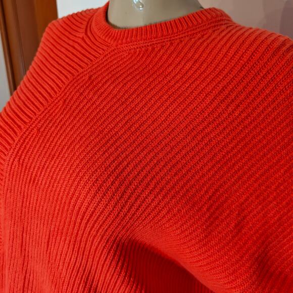 Free People Bright Orange Slouchy Ribbed Knit Sweater Women’s Size S Oversized - Picture 4 of 4